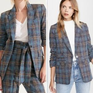 Veronica Beard Martel Dickey Cotton Linen Plaid Dickey Jacket Blazer Size 0